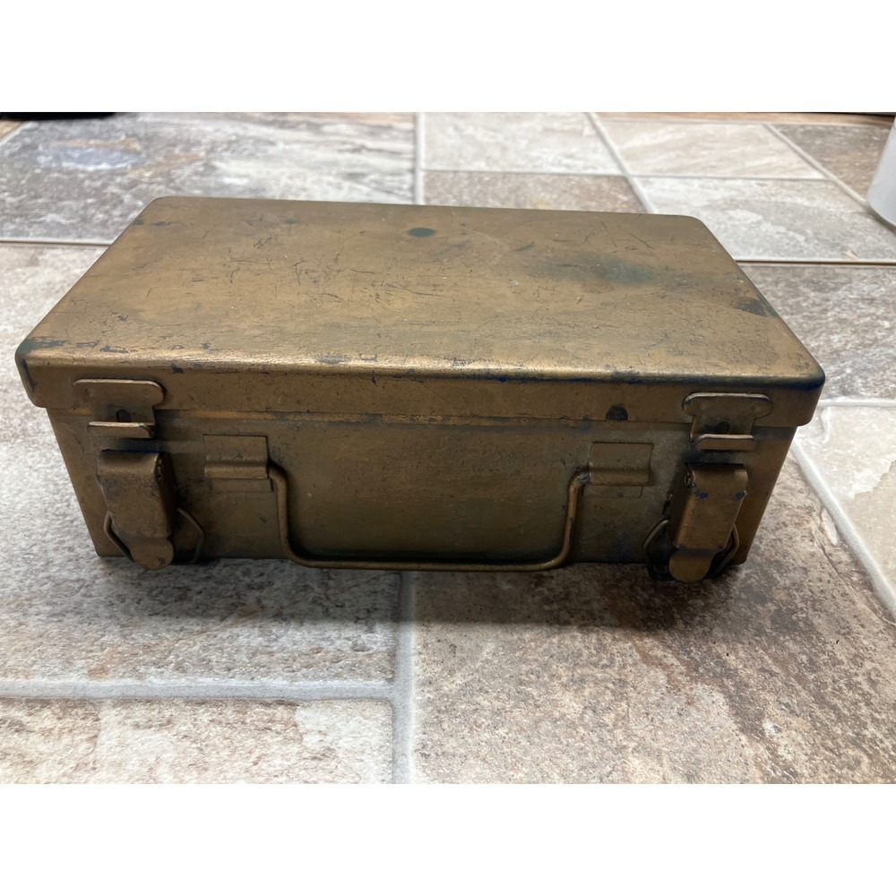 Vintage 1950s Bell System Metal First Aid Kit AT&T Industrial Brass Tone Case